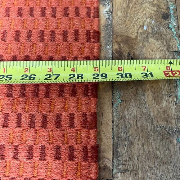 Crate and Barrel Hanson Runner Rug 2.5' x 7' Pumpkin Square Cotton Wool - Picture 5 of 6